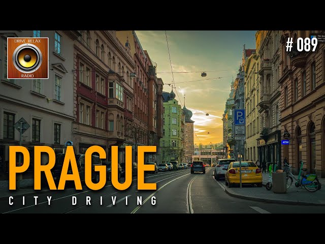 Prague Sunset Autumn Driving Tour with  Acid Jazz 🎹 Czech Republic 4K HDR