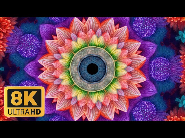 FREE 4K 8K 60p Kaleidoscope Background Screensaver for Sleep and Studying - 1 Minute LOOP - 4 Hours