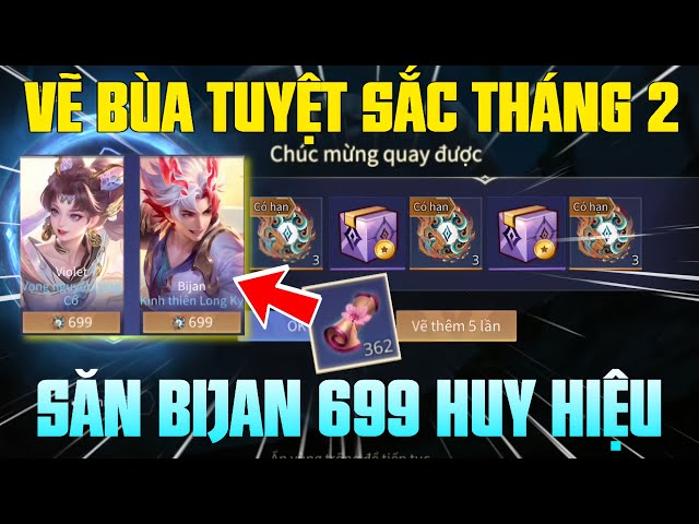 Liên Quân Vẽ Bùa Tuyệt Sắc Tháng 2 Săn Skin Violet , Bijan Với 699 huy hiệu