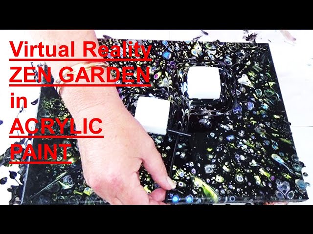 VR - ASMR - Creating a Zen Garden in Acrylic Pour Paint injected