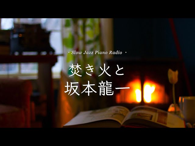 【作業用BGM】焚き火とスローピアノ“坂本龍一ジャズアレンジradio”疲れた心に優しい音楽を〈途中広告なし〉