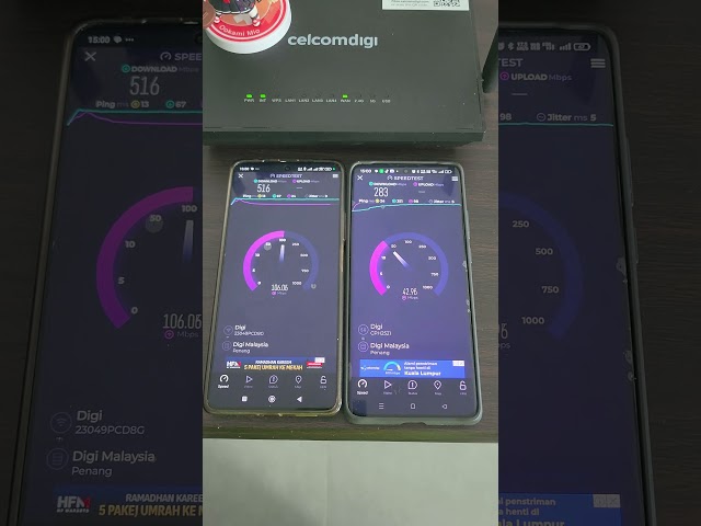 CelcomDigi Fibre vs Digi 5G internet speedtest #shorts