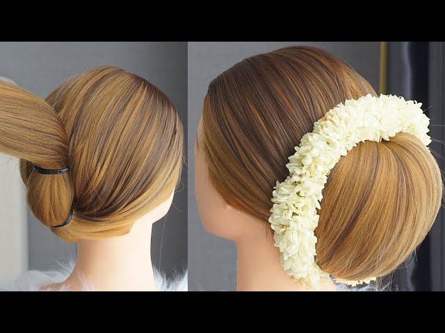 New Updo Hairstyle For Gown | Wedding Bun Hairstyle Tutorial