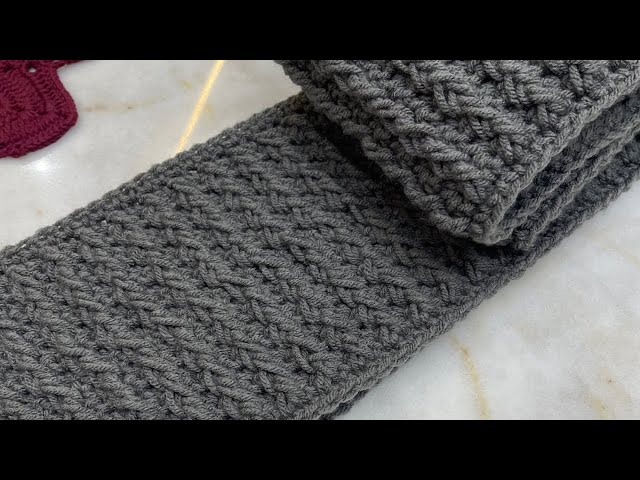 كروشيه_كوفيه رجالي كروشيه بغرزه سهله جدا للمبتدئين_crochet scarf