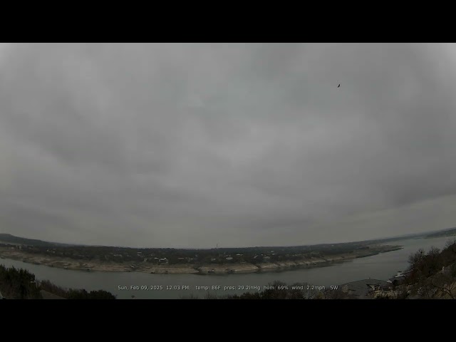 02/09/2025: Lake Travis, Texas (Austin, TX): 4K, 60fps Daily Weather & Boat Traffic Timelapse Video