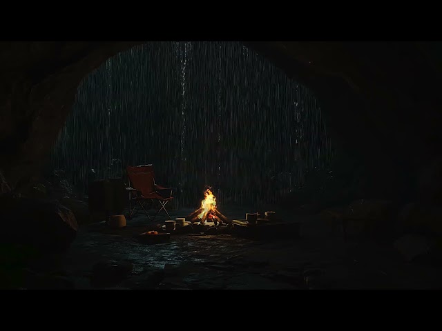 Cave Ambience for Insomnia Relief - Relaxing Fire, Rain And Thunder Sounds For Ultimate Relax