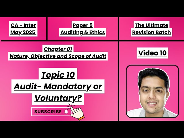 🔥Vid 10-Ch 1-10-Audit - Mandatory or Voluntary? I Rev-May25 Exam I Auditing and Ethics-CA Inter