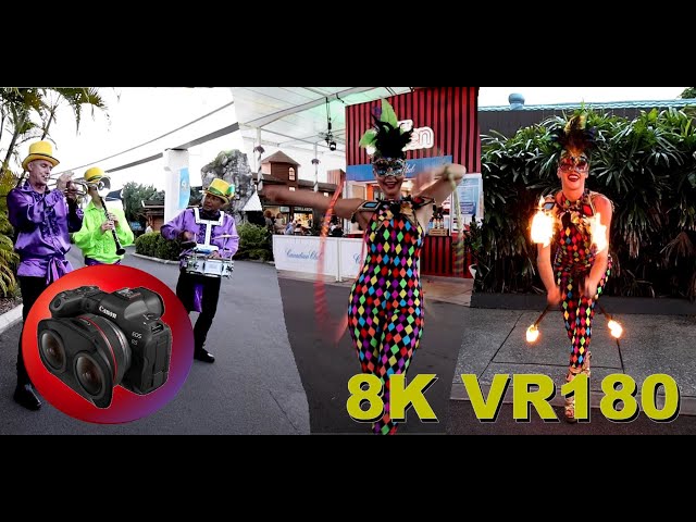 8K 60fps VR180 3D CARNIVALE New Orleans Jazz, fire dancing, juggling, clowns, costume (Travel/Music)