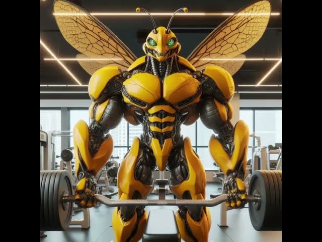 ROBOT BUMBLEBEE Lifting At The GYM! #shorts #fitness #pets #fitnessmotivation #pov