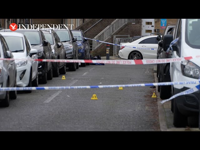 Police at scene of north London drive-by shooting which killed mother