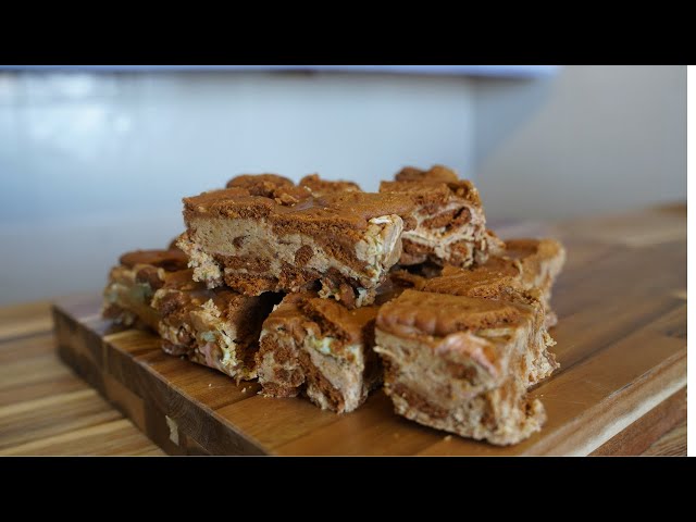 How to make a No Bake Chocolate Marshmallow Biscoff Tray Bake.