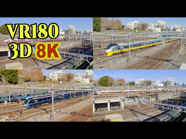 [8K VR180 3D ]  上野駅北側跨線橋「両大師橋」から望む鉄道風景 Scenery of many trains from the overpass near Ueno Station