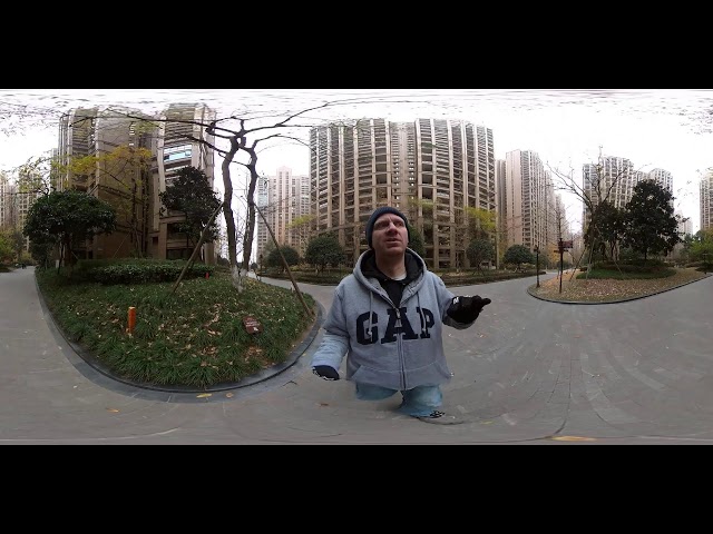 Chengdu China Insta360 ONE X2 VR walking Xinyi to work through Nanhu Park