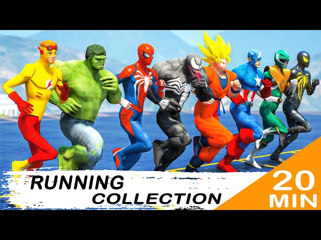 Running Challenge Collection | All Superheroes Marathon overcome Obstacle - GTA 5 Mods #316