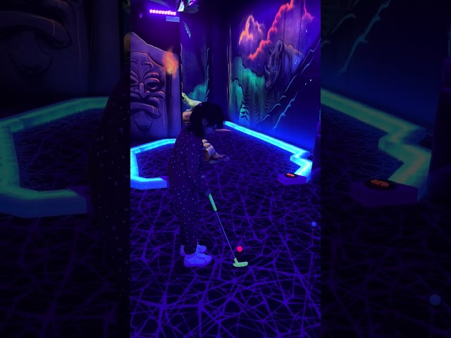 Glowing Adventure: Kid's First Mini Golf in Neon Nights