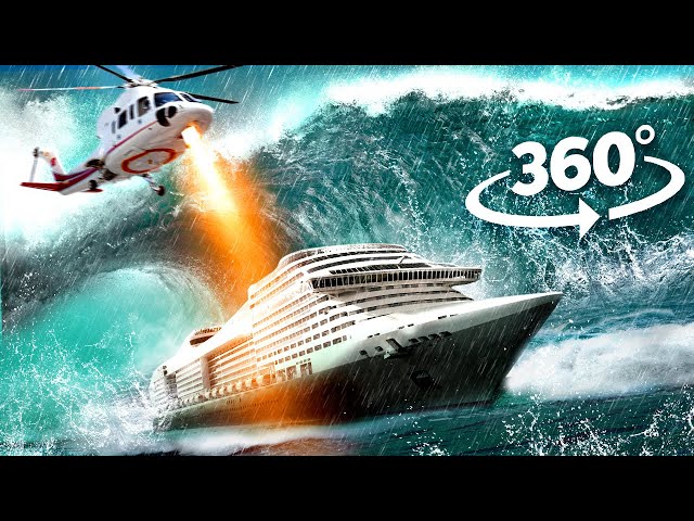 VR 360 BIGGEST CRUISE SHIP SINKING IN STORM | Virtual Reality Survival  | 4K