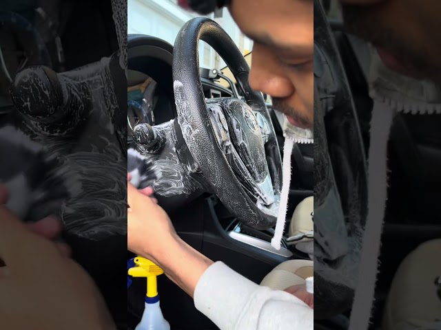 Steering Wheel Cleaning in Real Time! #detailing #mobiledetailing