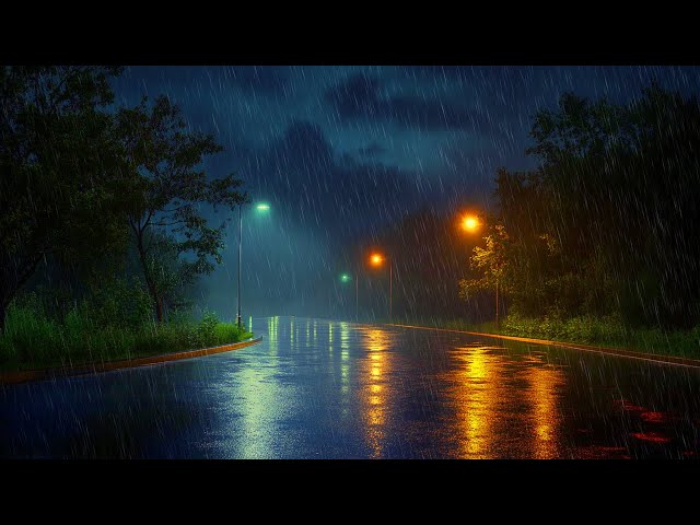 Deep Sleep with the Rain Sounds Falling on a Quiet Road - Insomnia Relief, Healing