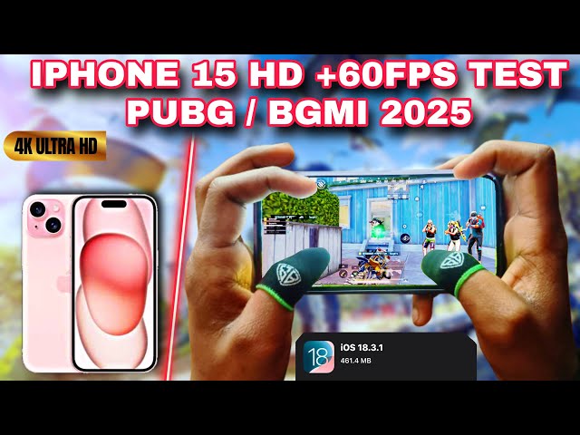 iPhone 15 PUBG BGMI test | iPhone 15 HD + 60fps test | bgmi test on iOS 18.3.1 Lag? | iphone 15 test