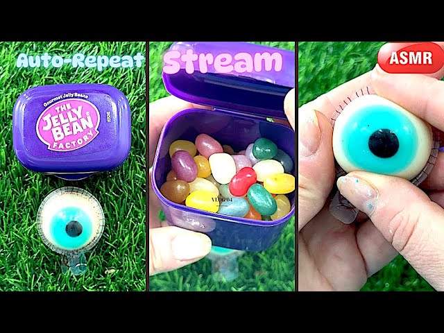 ASMR Most Popular Candys Jelly Eye Monster /some lots of colorful lollipop / unpacking Jelly Bean