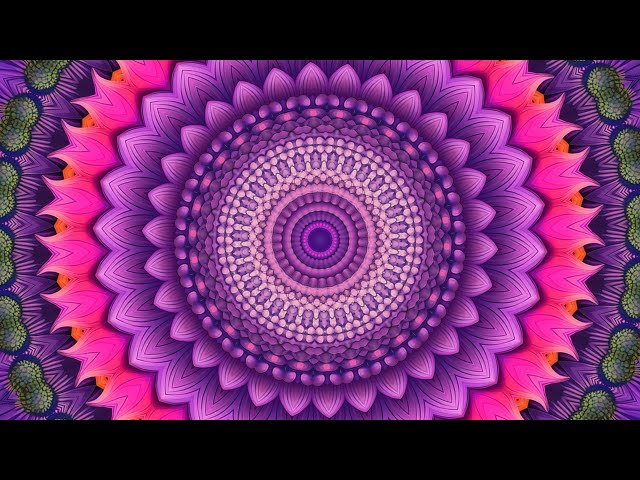 FREE 4K 60p Psychedelic AI Flowers KALEIDOSCOPE SCREENSAVER 1 RPM 1-Min-LOOP 3 Hrs w/Binaural Beats