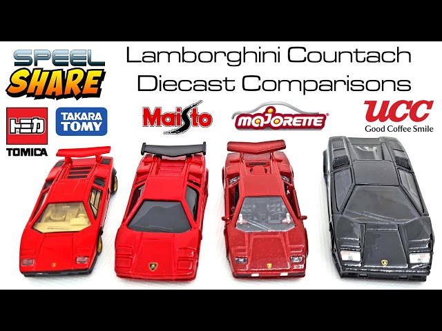 Lamborghini Countach Comparison - Tomica Hot Wheels Majorette UCC - Diecast 1:64 Review