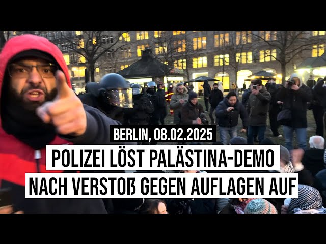 08.02.2025 Berlin Demo-Doku: Polizei räumt Palästina-Protest am Wittenbergplatz wegen Arabisch-Rufen