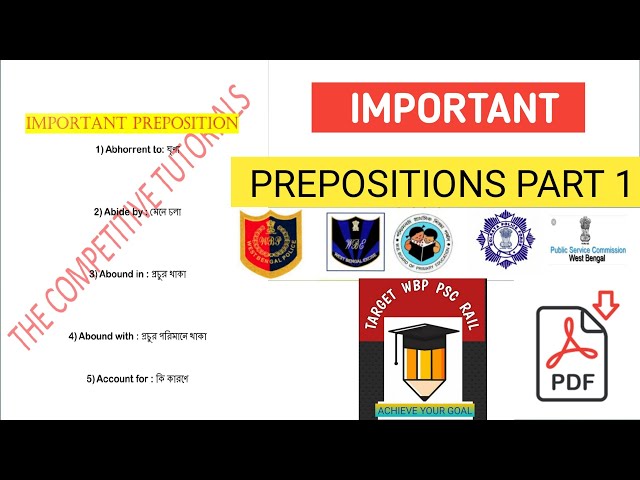 IMPORTANT PREPOSITION CLASS 1 | TARGET GOVT JOB | TARGET PSC PRIMARY STATE GOVT JOB EXAMS