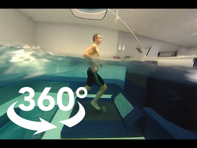 360 Video of an Underwater Treadmill Runner in an Endless Pool