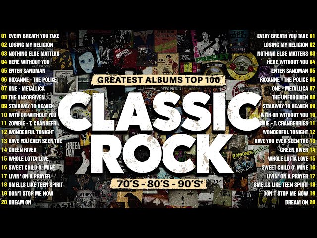 Aerosmith, Pink Floyd, Scorpions, Led Zeppelin, The Beatles, Eagles - Classic Rock Songs 70s 80s 90s