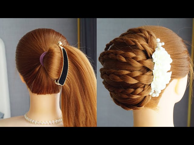 Beautiful French Bun Hairstyle With Banana Clutcher For Wedding