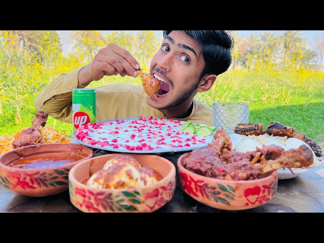 Mukbang Asmr;Eating 2KG Huge Raita+Biryani+Eggs Curry+Chicken Curry+Fry Fish🐠+Pulao (No Talking).