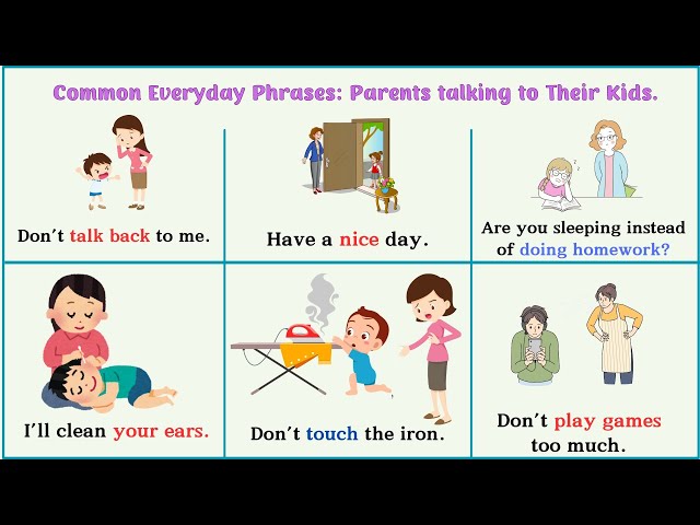 Lesson 125: Improve your English with KIDS |  Speak English with Kids |   Common phrases for Parents