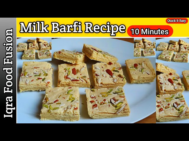 Milk Powder Barfi Recipe | Milk Sweets |Desserts Recipes| Easy Milk Barfi  Iqra Food Fusion