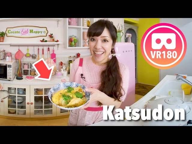 How to Make Katsudon (Pork Cutlet Rice Bowl) Recipe | VR180 Cooking | Create Eat Happy :)