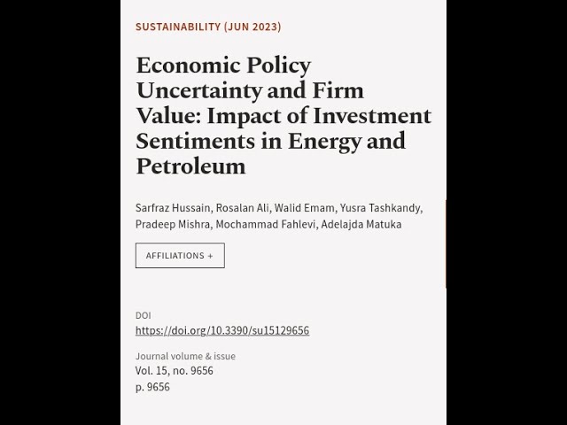 Economic Policy Uncertainty and Firm Value: Impact of Investment Sentiments in Energy... | RTCL.TV