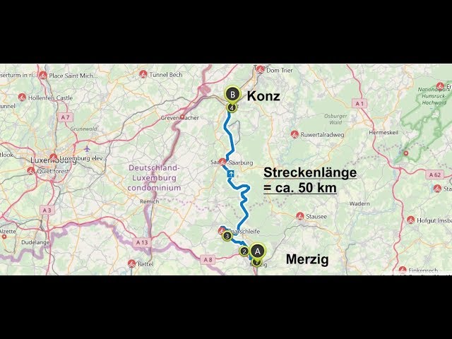 51 km, 360°- Video, entlang d. Saar von Merzig n. Konz a. d. Mosel Sept. 2018