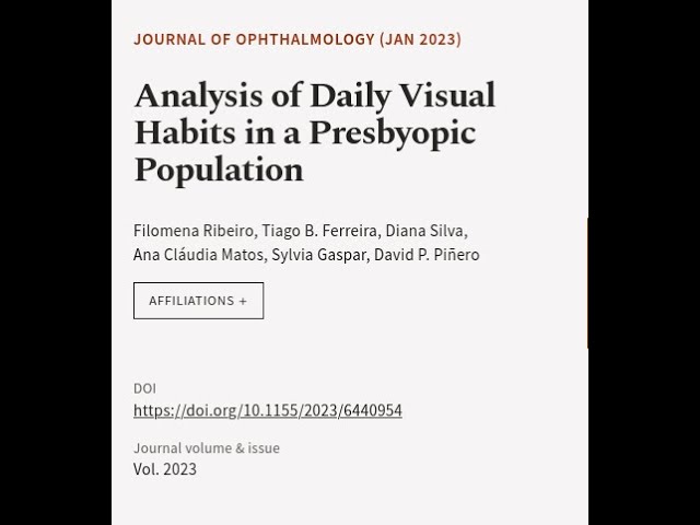 Analysis of Daily Visual Habits in a Presbyopic Population | RTCL.TV