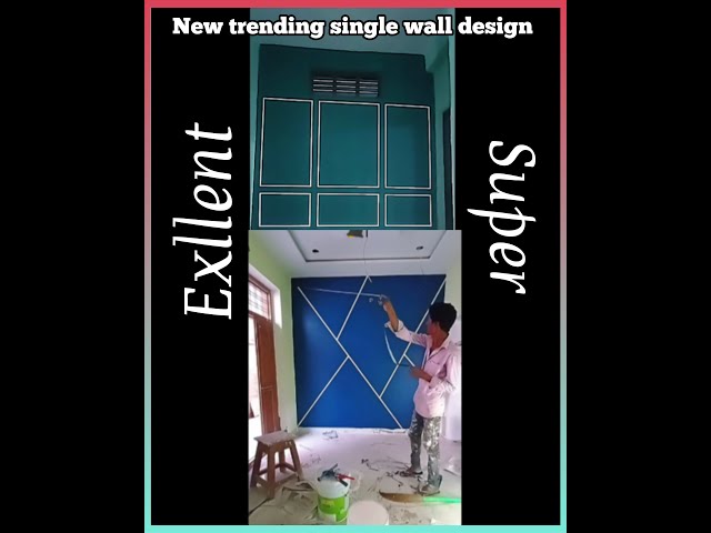 Single wall painting designs with Tape/Masking tape wall design #wallart #ytshorts #trending #viral