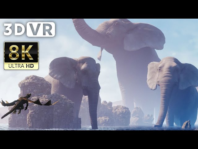 VR180 3D VIDEO | Dragon & Giant Elephant - 8K ULTRA HD 60FPS