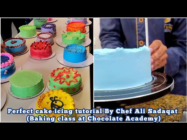 how to do cake icing perfectly|  Baking class by Chef Ali Sadaqat at Chocolate Academy Rawalpindi|