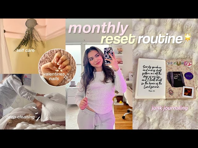 MONTHLY RESET ROUTINE 🤍 setting goals, deep cleaning, self care + journaling