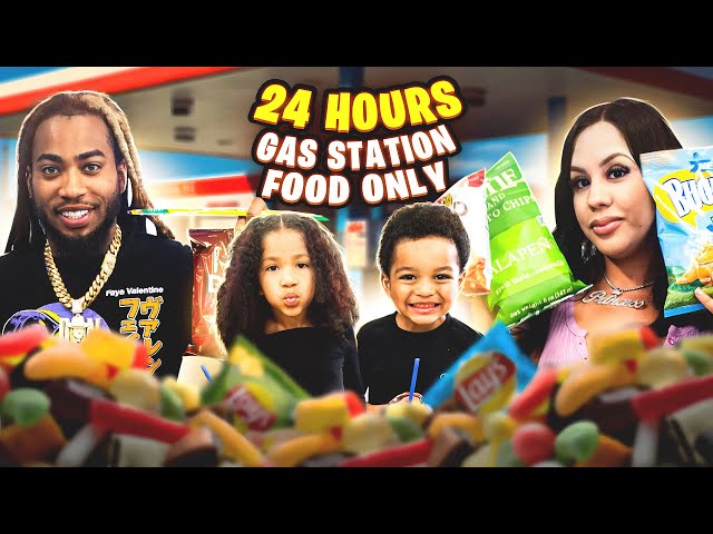 Eating Gas Station Food for 24 Hours Challenge 🤮