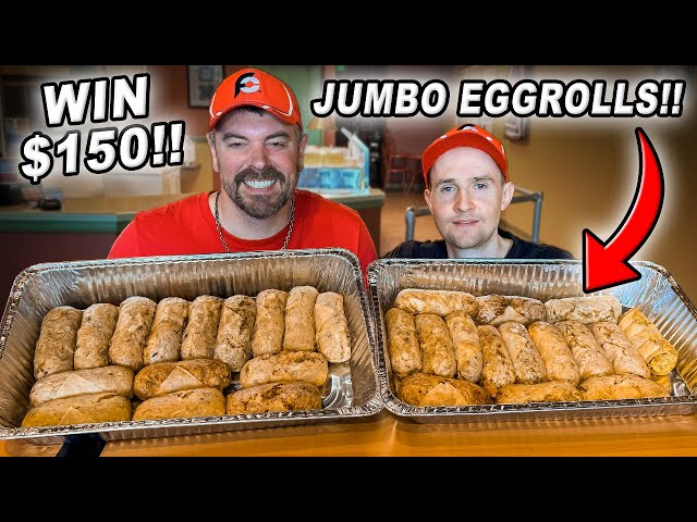 "Are These Egg Rolls or Burritos?" | Win $150 by Eating as Many Humongous Eggrolls as Possible!!