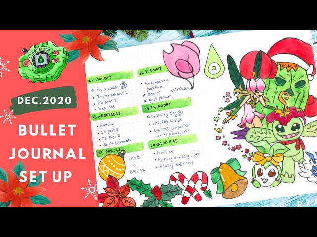 PLAN WITH RYAN | December 2020 Bullet Journal Set Up | 2020 12月子彈筆記 | 數碼寶貝聖誕節系列