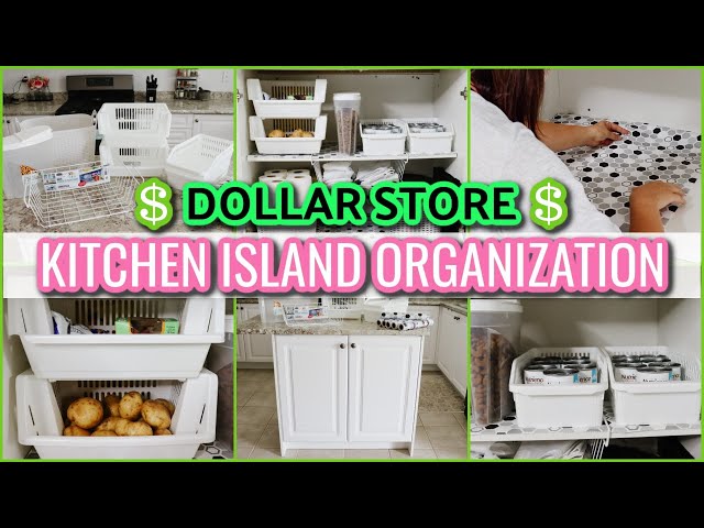 DOLLAR STORE KITCHEN ISLAND ORGANIZATION | BUDGET FRIENDLY ORGANIZING | SIMPLE KITCHEN STORAGE IDEAS