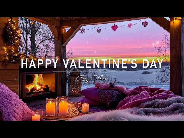 Cozy Pink Living Room 💕 Romantic Piano Music & Warm Fireplace to Dreamy Valentine’s Day Ambience