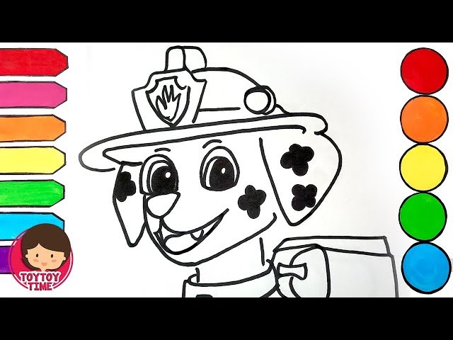 Paw Patrol Coloring and Drawing How to Draw Marshall Learn Painting Colors for Kids l Kids Art Time