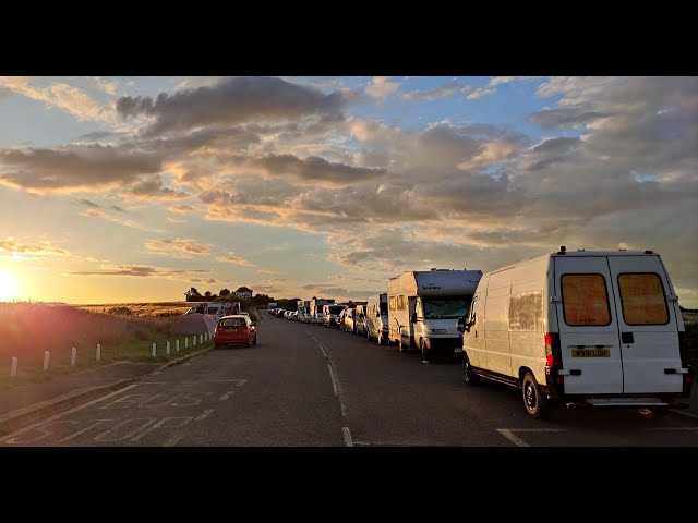 Cayton Bay Motorhome Drove Campervan Park-Up Drone Footage 2024