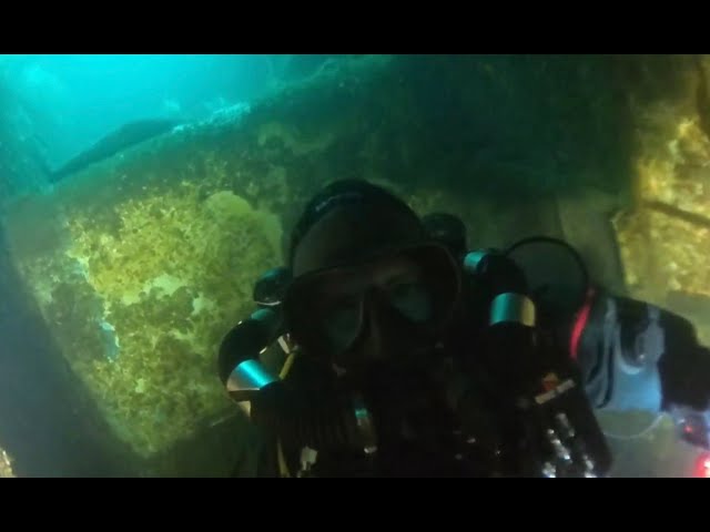 Traverse through the Yukon wreck from the engine room to the bow